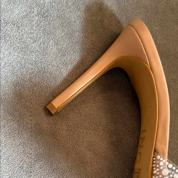 INC International Concepts Gold and Cream Embellished Heels - Picture 6 of 16